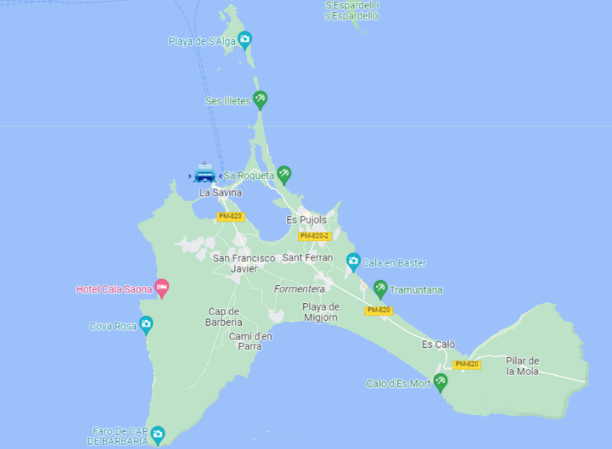 mapa ses illetes Formentera