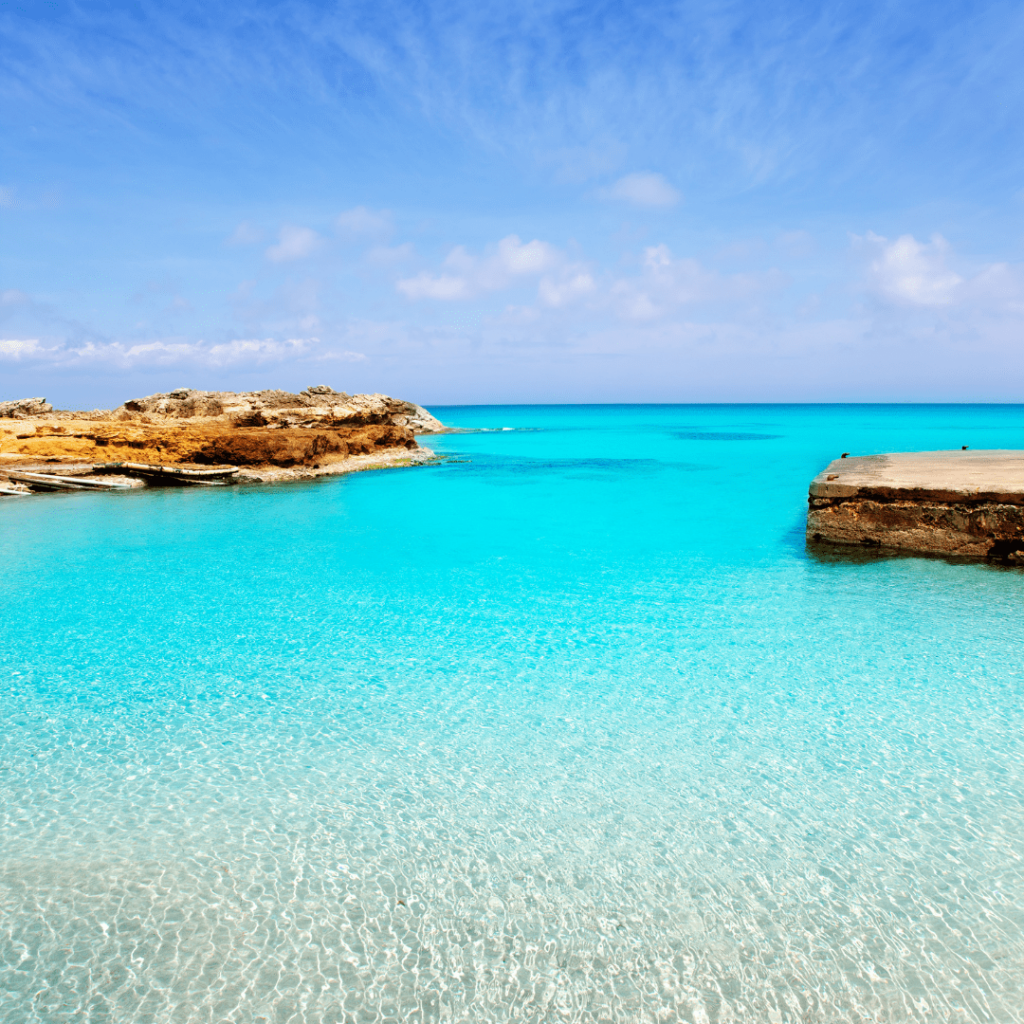 Panoramica de la playa de Formentera, Es Caló